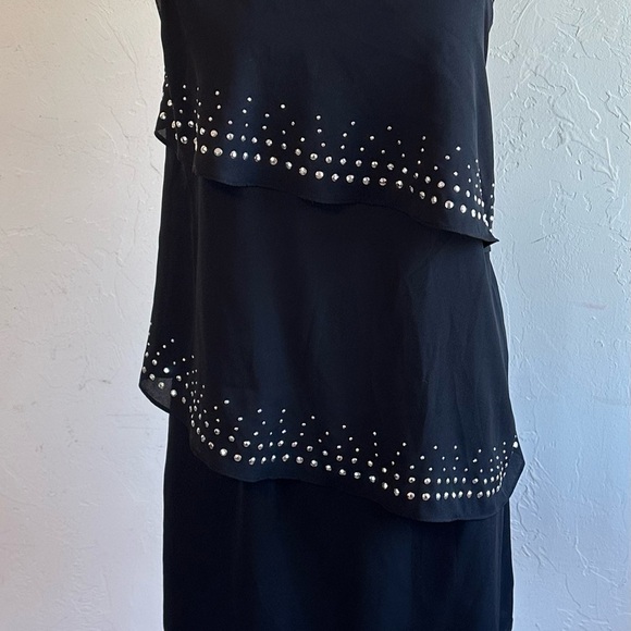 Express Black One-Shoulder Mini Dress with Studded Details on Ruffles Sz 6 - Picture 2 of 12